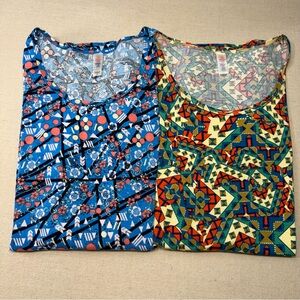 LuLaRoe - Perfect T - 2pc Set - Multicolor Patterned Tops - NWT - Size Small